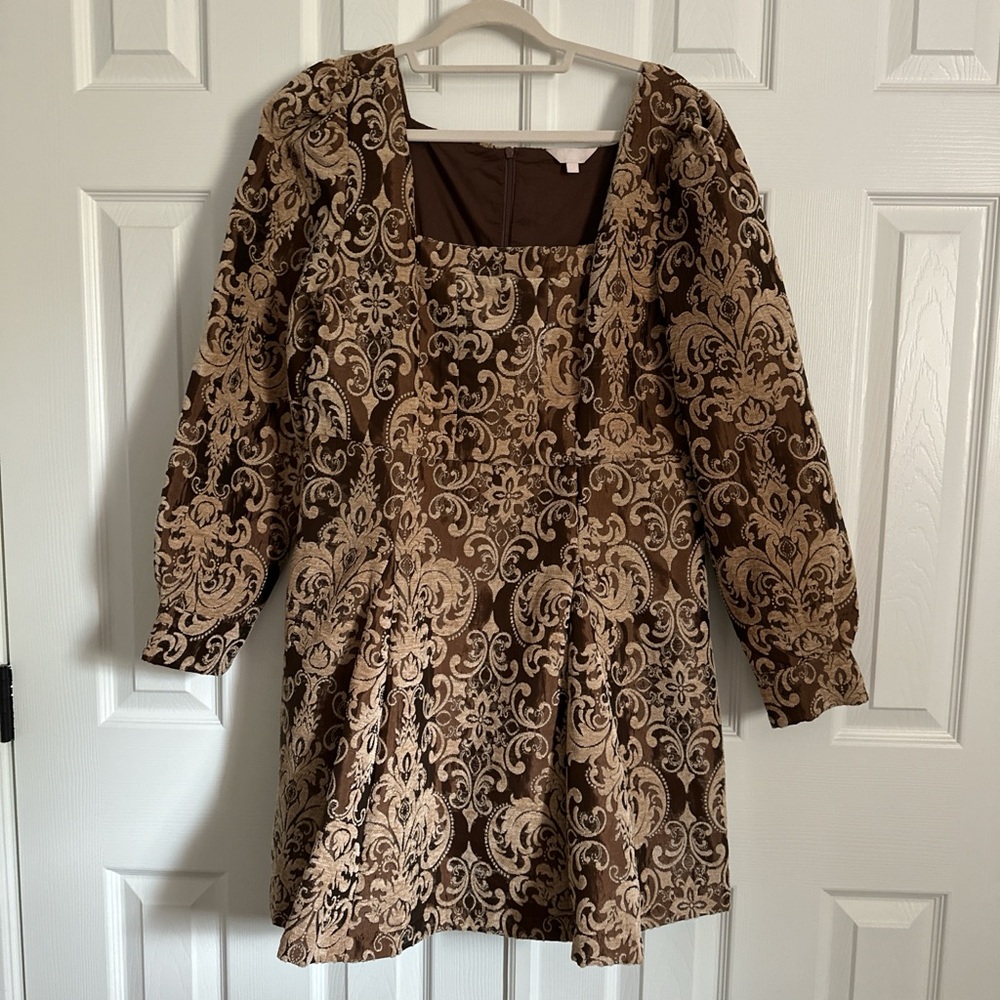 Flossy by Freddy Darcie Dress - Brown and Cream Jacquard Women's Dress